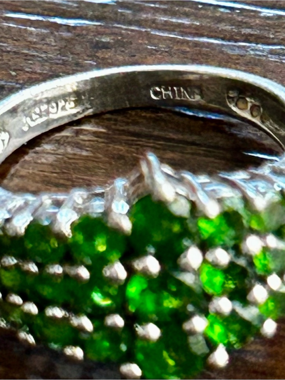 Stunning .925 Sterling Silver Chrome Diopside Cluster Ring size 8 - Picture 9 of 11